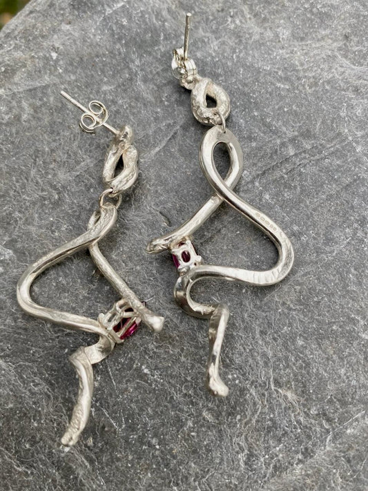 Rhodolite Garnet Silver Earrings