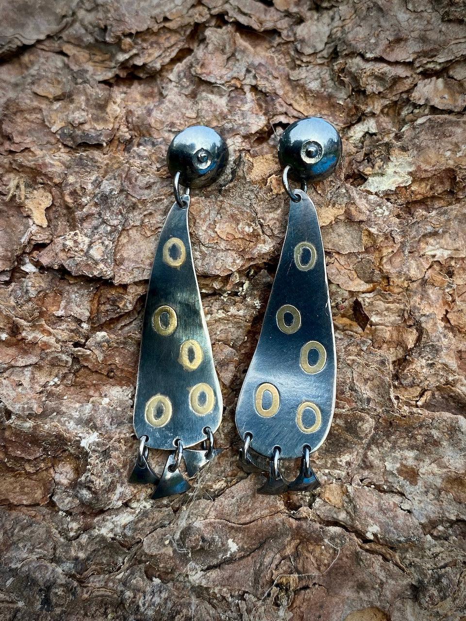 Silver Earrings with 18ct Gold Inlay