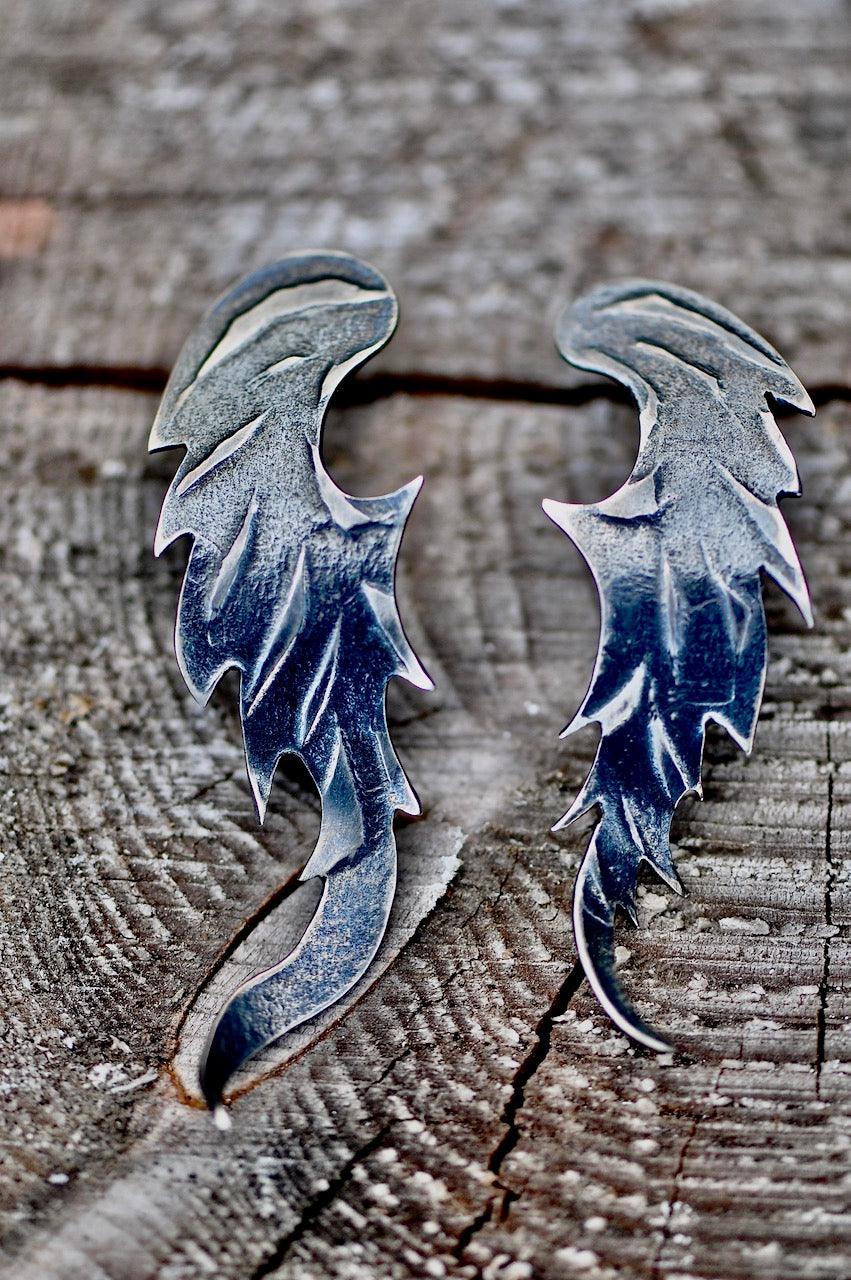 Wings Patinated Silver Earrings (Small)