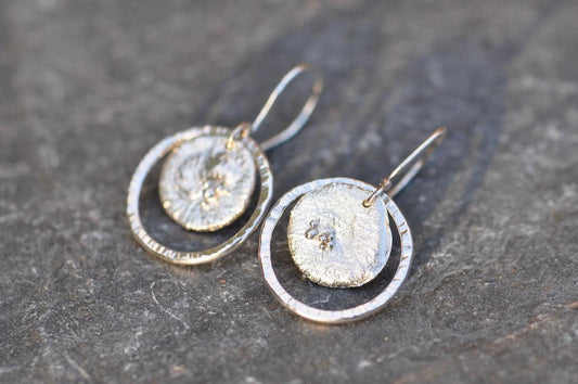 Reticulated Circles Silver Earrings