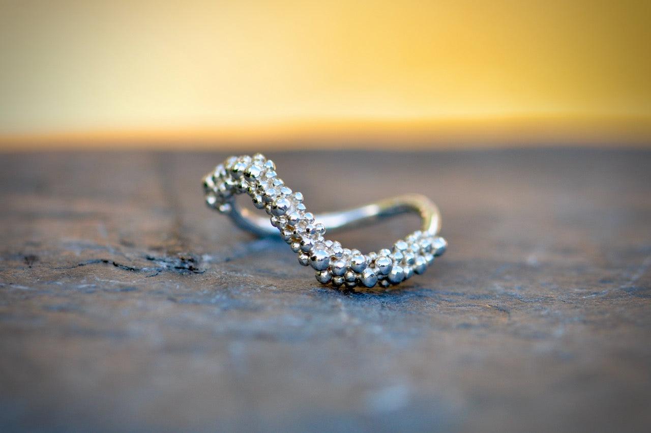 Wavy Silver Ring with Granulation