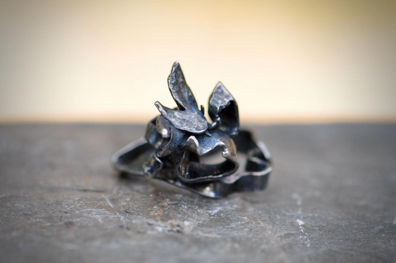 Plumage Ring, Patinated Silver