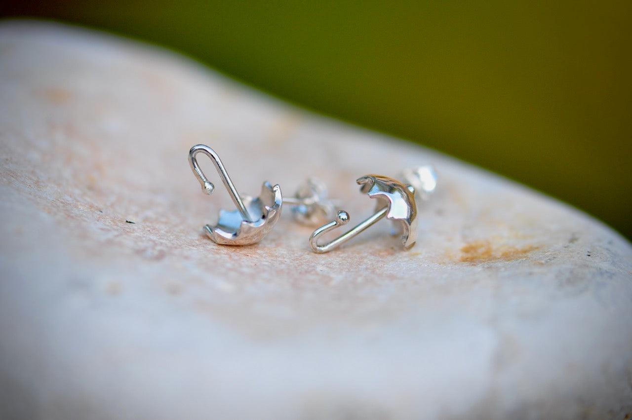 Silver Umbrella Stud Earrings
