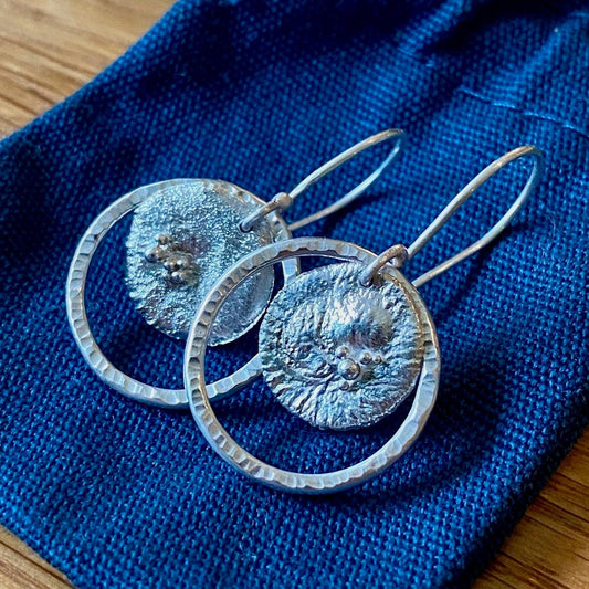 Reticulated Circles Silver Earrings