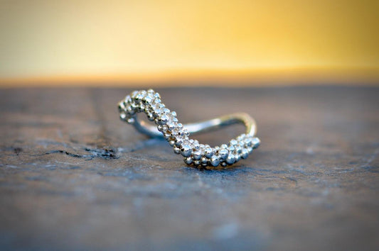 Wavy Silver Ring with Granulation
