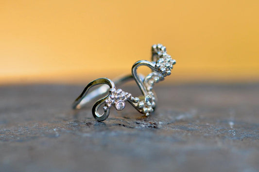 Cubic Zirconia and Granulation Silver Ring