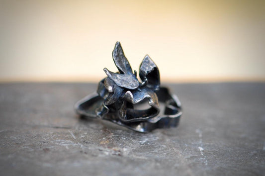 Plumage Ring, Patinated Silver