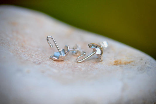 Silver Umbrella Stud Earrings