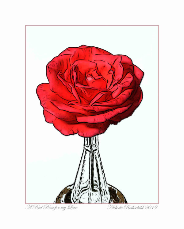 Nick de Rothschild - Giclee Print - red rose small